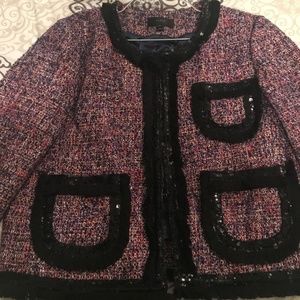 J Crew Tweed Jacket with Sequin Trim Sz 14